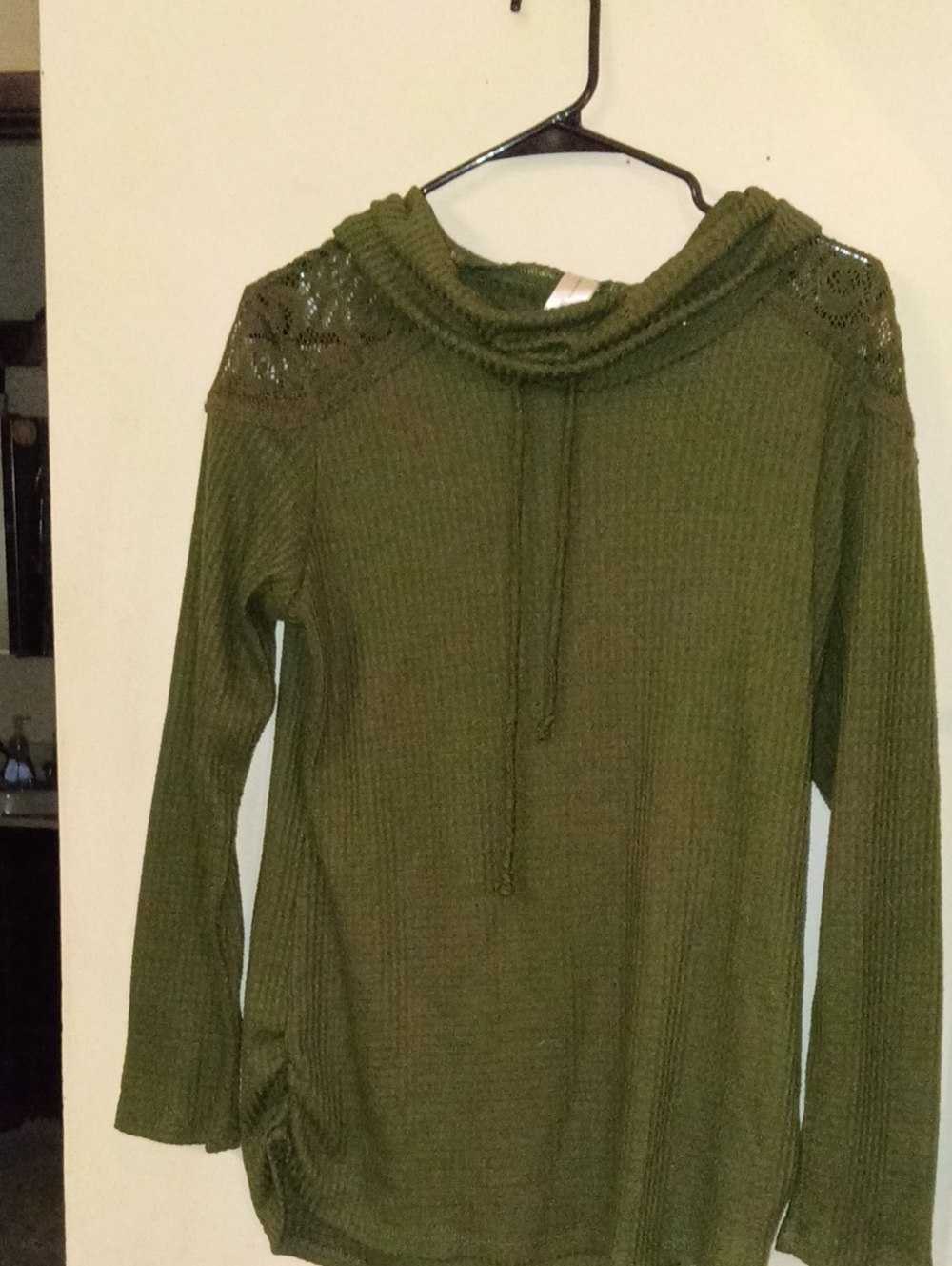 No Boundaries Olive Green Women's Hooded Knit Sweater Size XL